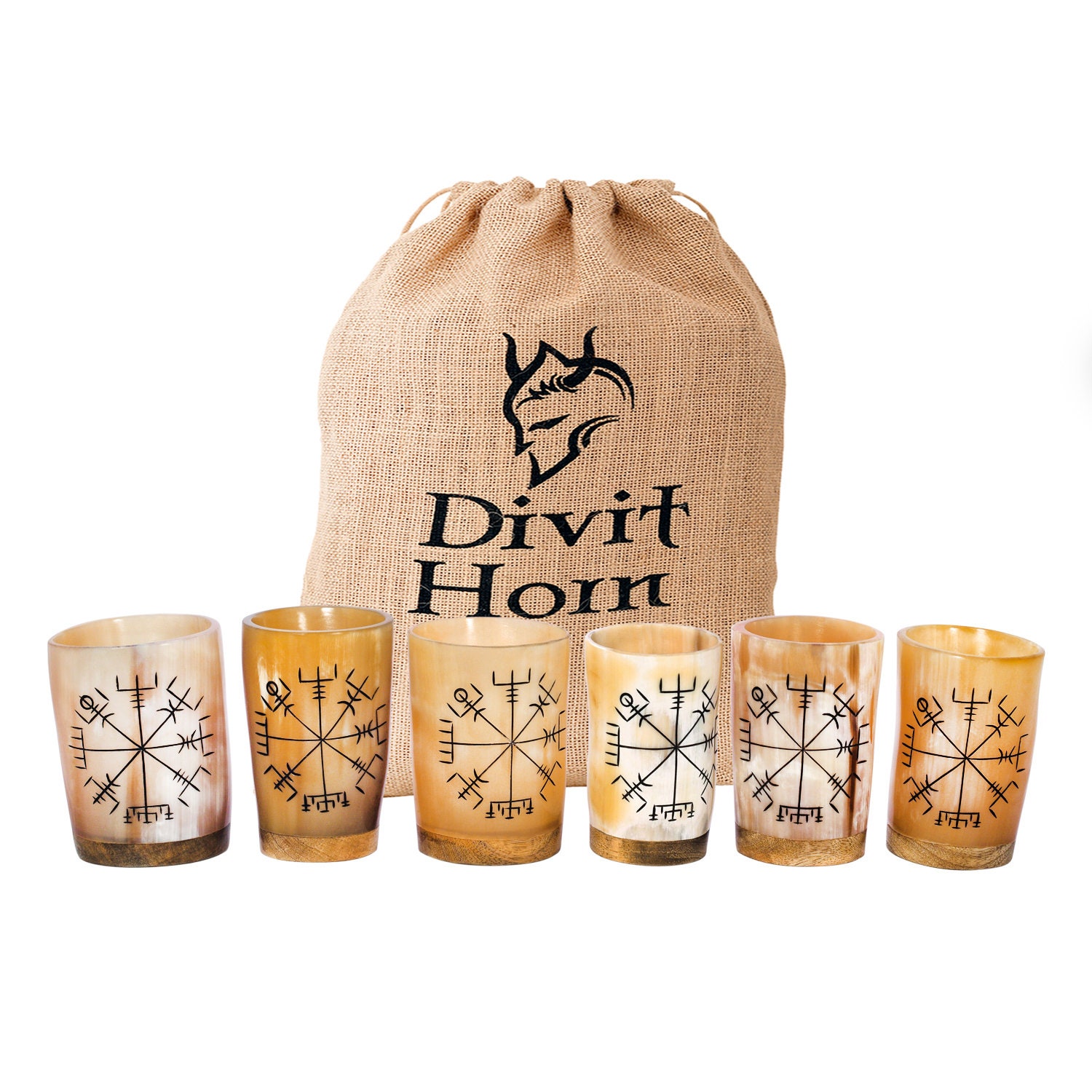Divit Genuine Viking Drinking Horn Shot Glass Set of 6 Etsy