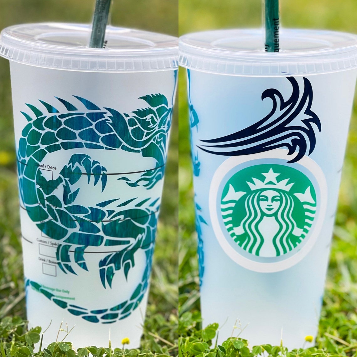 Dragon Starbucks Cup Holographic vinyl | Etsy