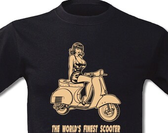 schwarz T-Shirt  für VESPA Roller Oldschool Fan´s M Herren Gr 