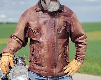 Lederjacke von Upperclass Fashions England in L Motorradjacke Vintagejacke Oldschooljacke