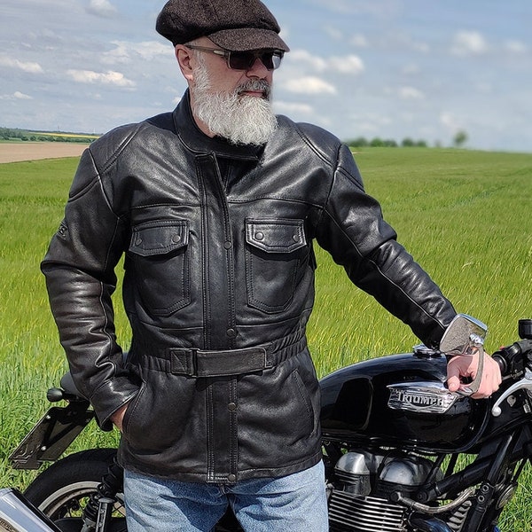 Motorradjacke von Held in M schweres Leder Vintagejacke Cafe Racer Lederjacke Bikerjacke