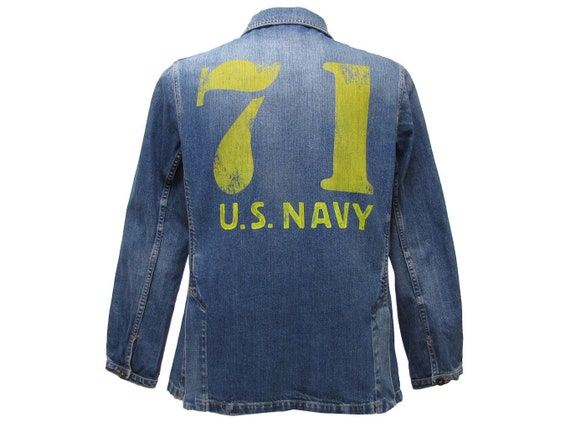 Denim Mechanic Coat Retro Jacke Gr L US Navy Mech… - image 4