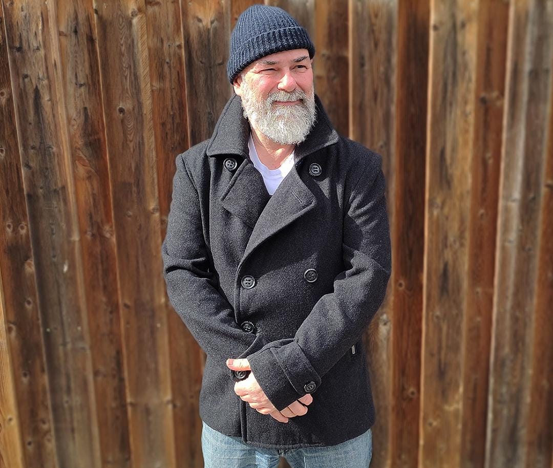 Seemannsjacke Winter Mens Two Row Warm Genuine Shepherd Black