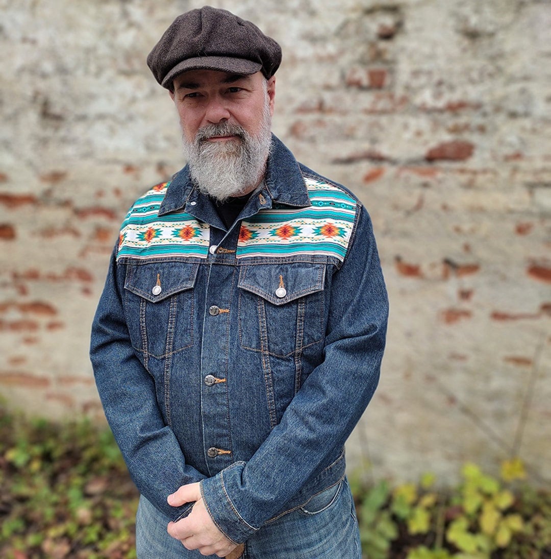 Denim Jacket in Navajo Style, Hand-sewn, Unique Piece in Size Western  Jacket, Navajo Jacket, Boho Jacket