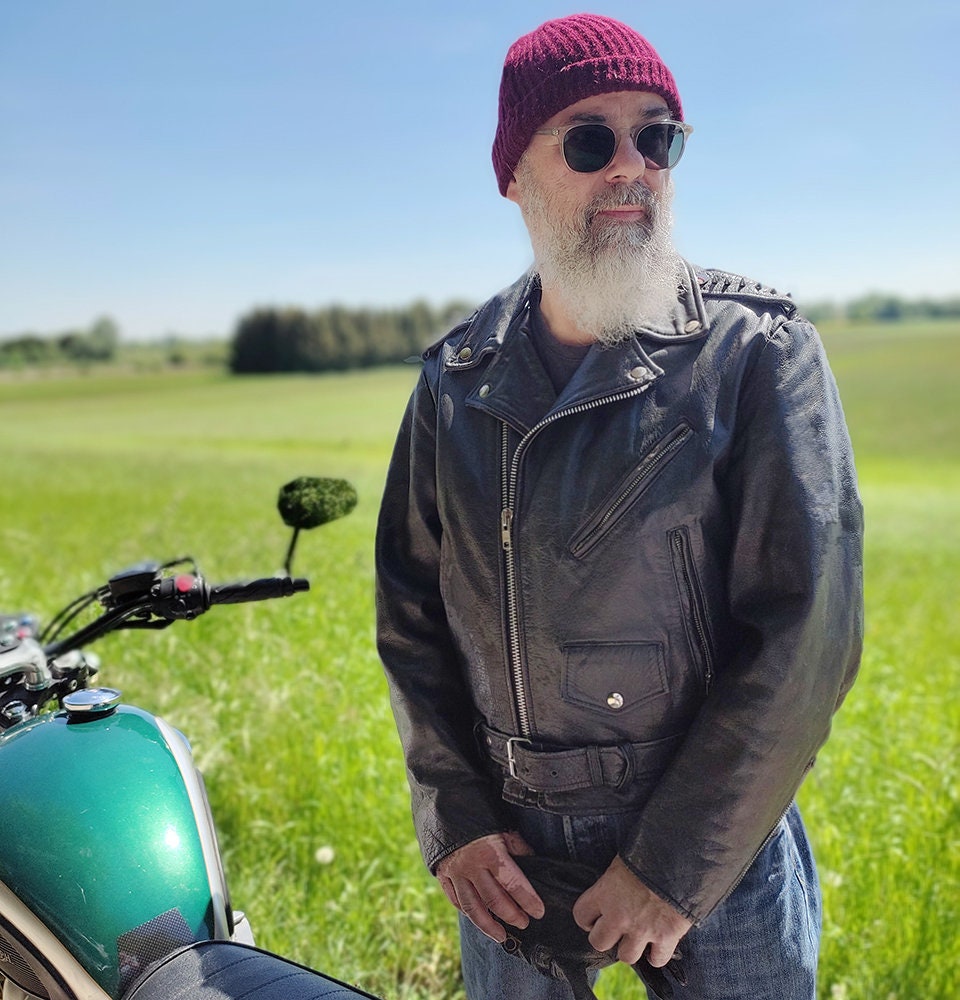 レザージャケット・コート Hand-Painted llic Leather Jacket Hand-painted Leather Jacket in Rockers 59 Style by Louis