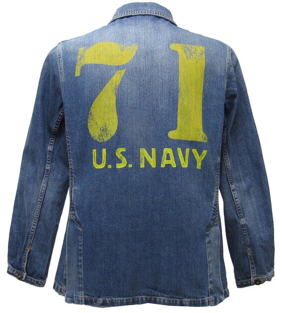 Denim Mechanic Coat Retro Jacket Gr L US Navy Mech