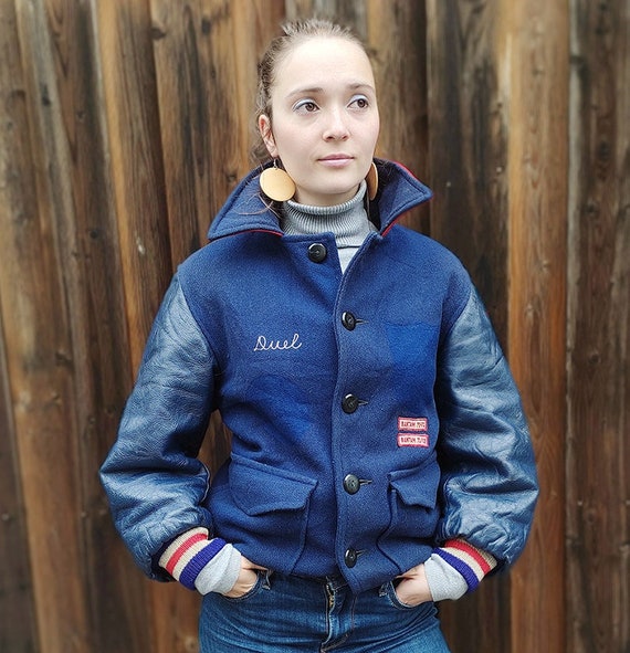 Ladies Vintage College Jacket in S With Leather Sleeves Very Rare Baseball Jacket From the USA for Rockabellas and Vintage Lovers Etsy