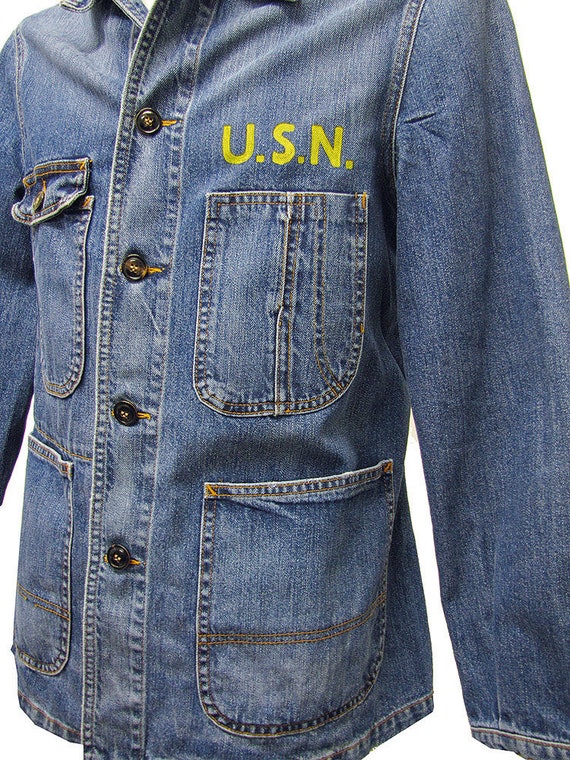 Denim Mechanic Coat Retro Jacke Gr L US Navy Mech… - image 7