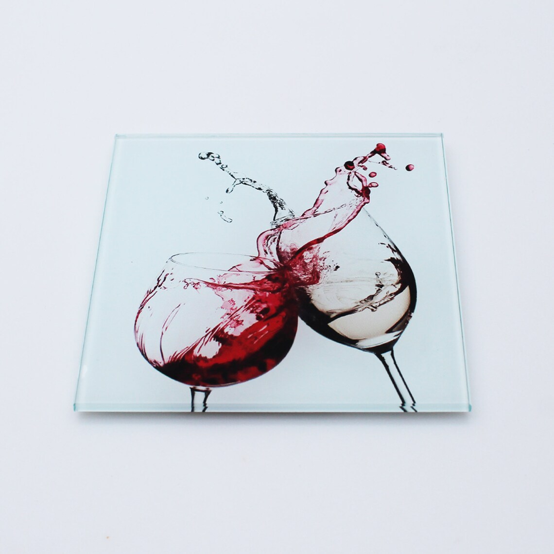 Wine Set of 4 square glass coasters Etsy