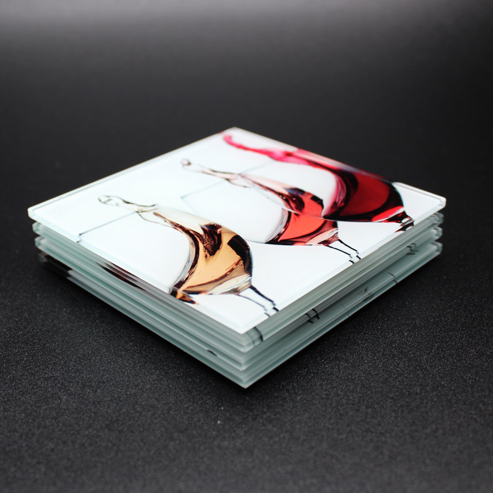 Wine Set of 4 square glass coasters Etsy