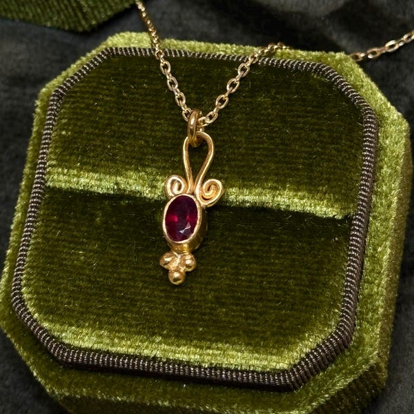 Avant garde Ruby pendant, antique style charm gold, minimalist gemstone pendant, natural stone baby pendant , companion pendant small