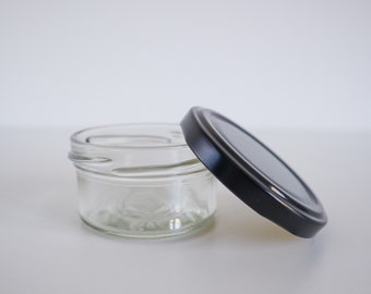 SET 70 ml Glastiegel | Vorratsglas Schraubglas Sturzglas Gewürzglas Glas mit Twist-Off Deckel | Schwarz | Selbermachen, DIY & basteln