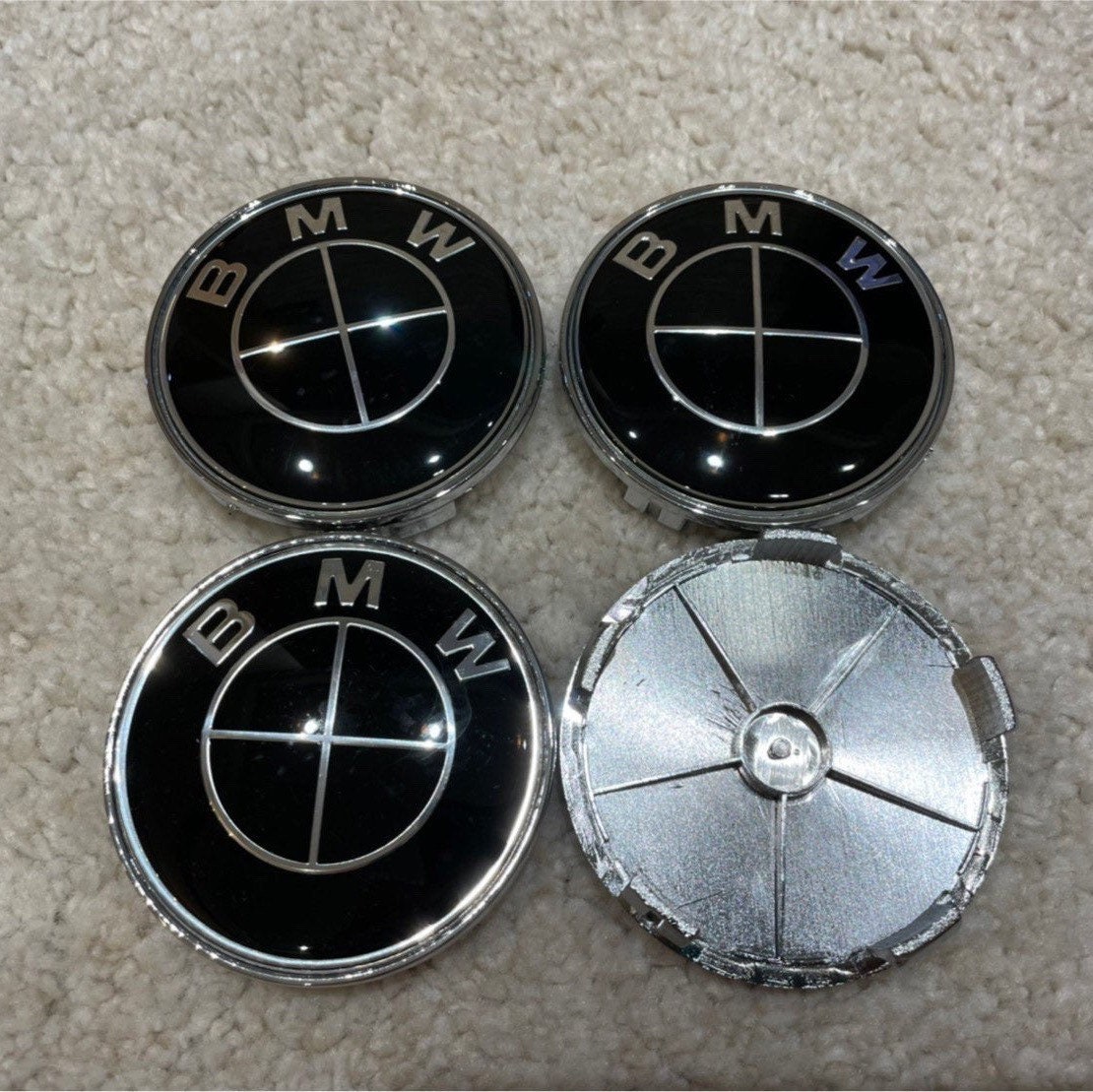 BMW Full Black 68mm Emblem Logo Badge Hub Wheel Rim Center Cap Etsy