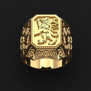 Bob Marley Style Ring Lion of Judah Men's Ring Solid 14k Gold and Onyx Lion  of Judah Ring Men's Signet Ring Black Onyx Signet Ring 