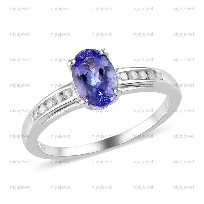 Raw Tanzanite Ring,thanksginving gift Tanzanite Ring-Tanzanite Ring Silver Dainty Oval Ring Natural Tanzanite Ring-Silver,Tanzanite Ring