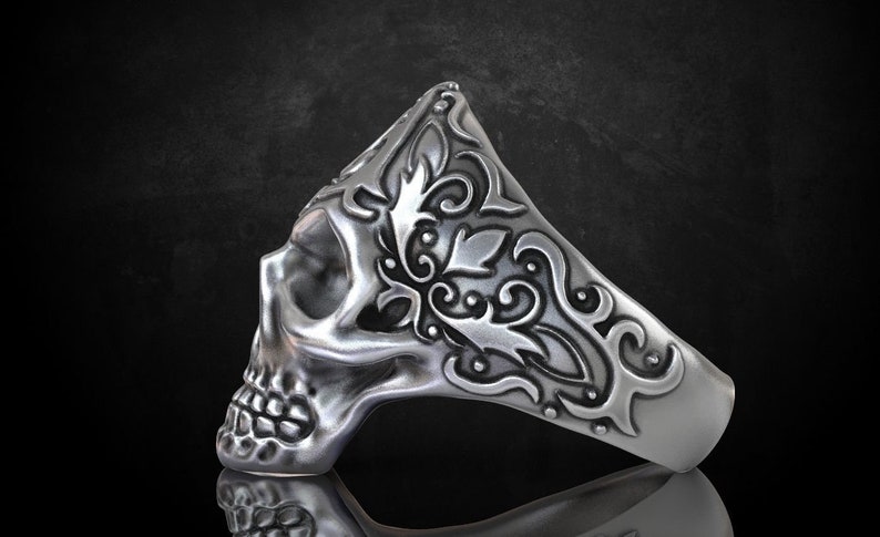 Gold Plated /& Silver* Skeleton Biker Punk Gothic Demonic Reaper Men Thumb Ghost Skull Ring 925 Silver Rose