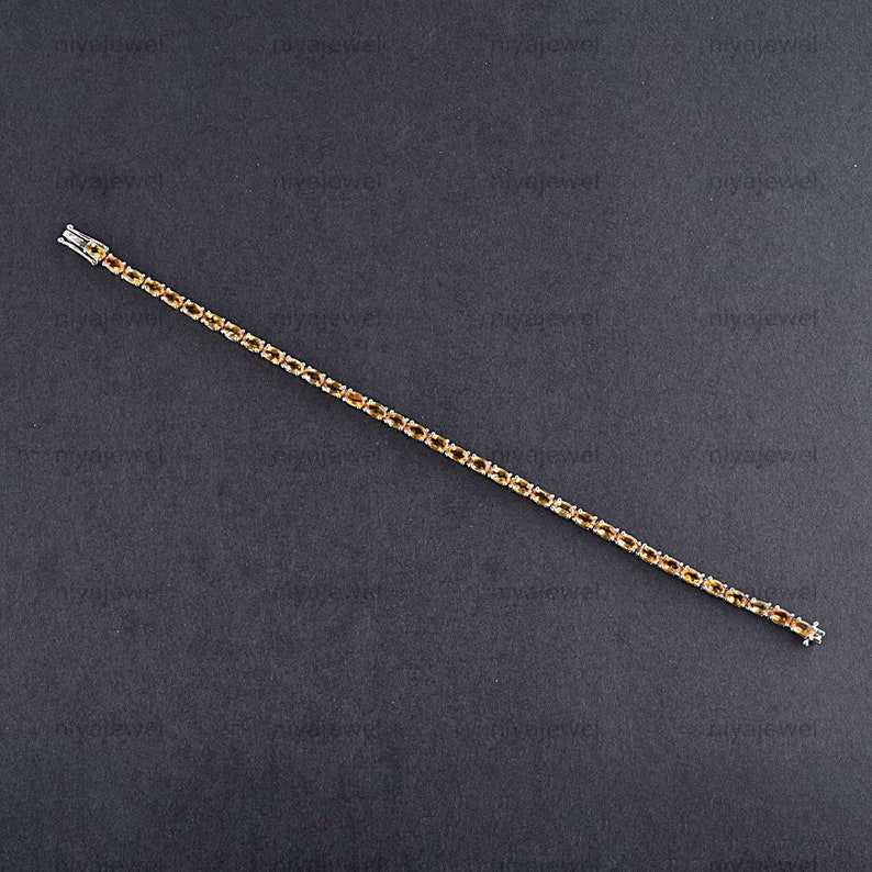 Gemstone Bracelet Tennis Bracelet Natural Citrine Bracelet Yellow Stone Bracelet November Birthstone 925 Silver Bracelet Gift For Her
