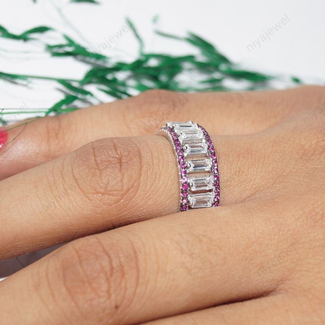 14k Gold Baguette Full Eternity Ring Baguette Wedding Band - Etsy
