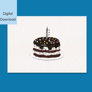 Carte de gâteau de septembre, carte de voeux imprimable, téléchargement numérique, carte pliable 5 x 7 et 4 x 6, carte de joyeux anniversaire