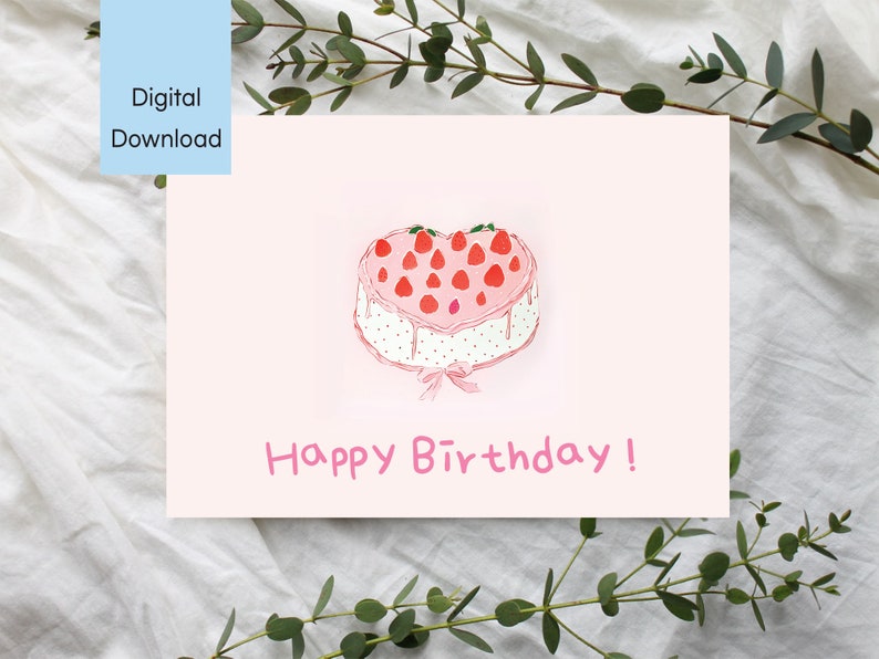 Happy Birthday Card, Printable Greeting Card, Digital Download, 5x7 and ...
