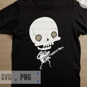 Skeleton Playing Guitar SVG PNG, Music lover funny svg, Halloween Easy Costume Cut Files , Rock N Roll, Electric Acoustic Clip Art Download