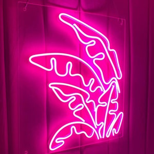 Neon Sign Tropical Leaves - Etsy