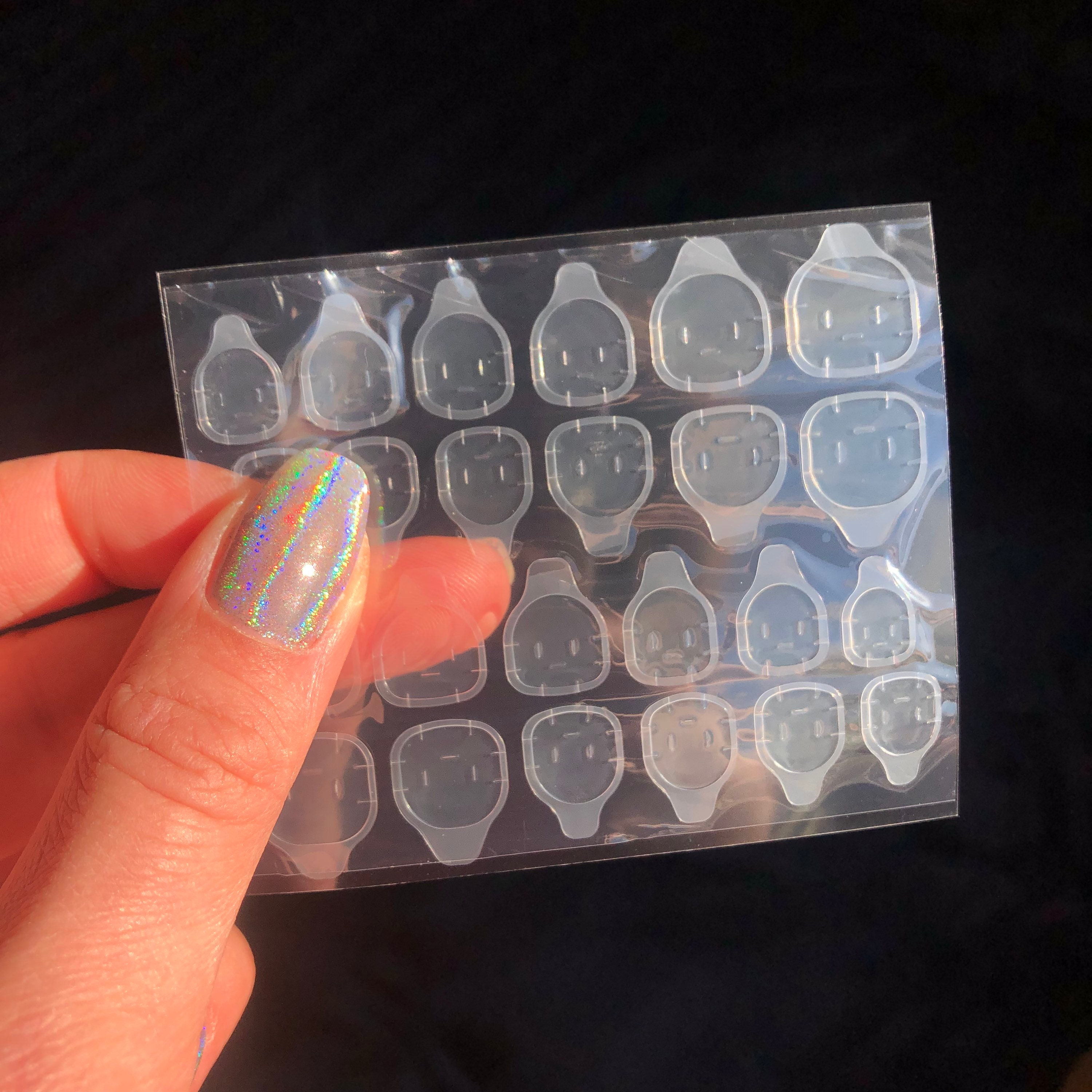 24 nail glue pads | Press On Nails Accessories | 1x adhesive film with 24 pieces | different sizes