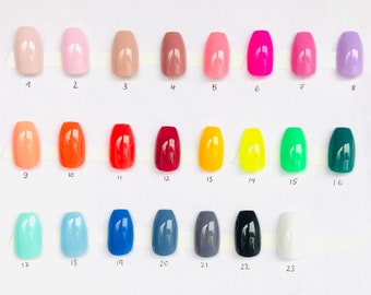 SOLID COLORED NAILS Press On Nails | 23 colors to choose from | 10 piece Press On Nails Set | artificial nails | customizable *any color*