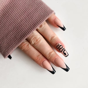 BLACK SNAKE | 10 Press On Nails Set French Design | artificial nails