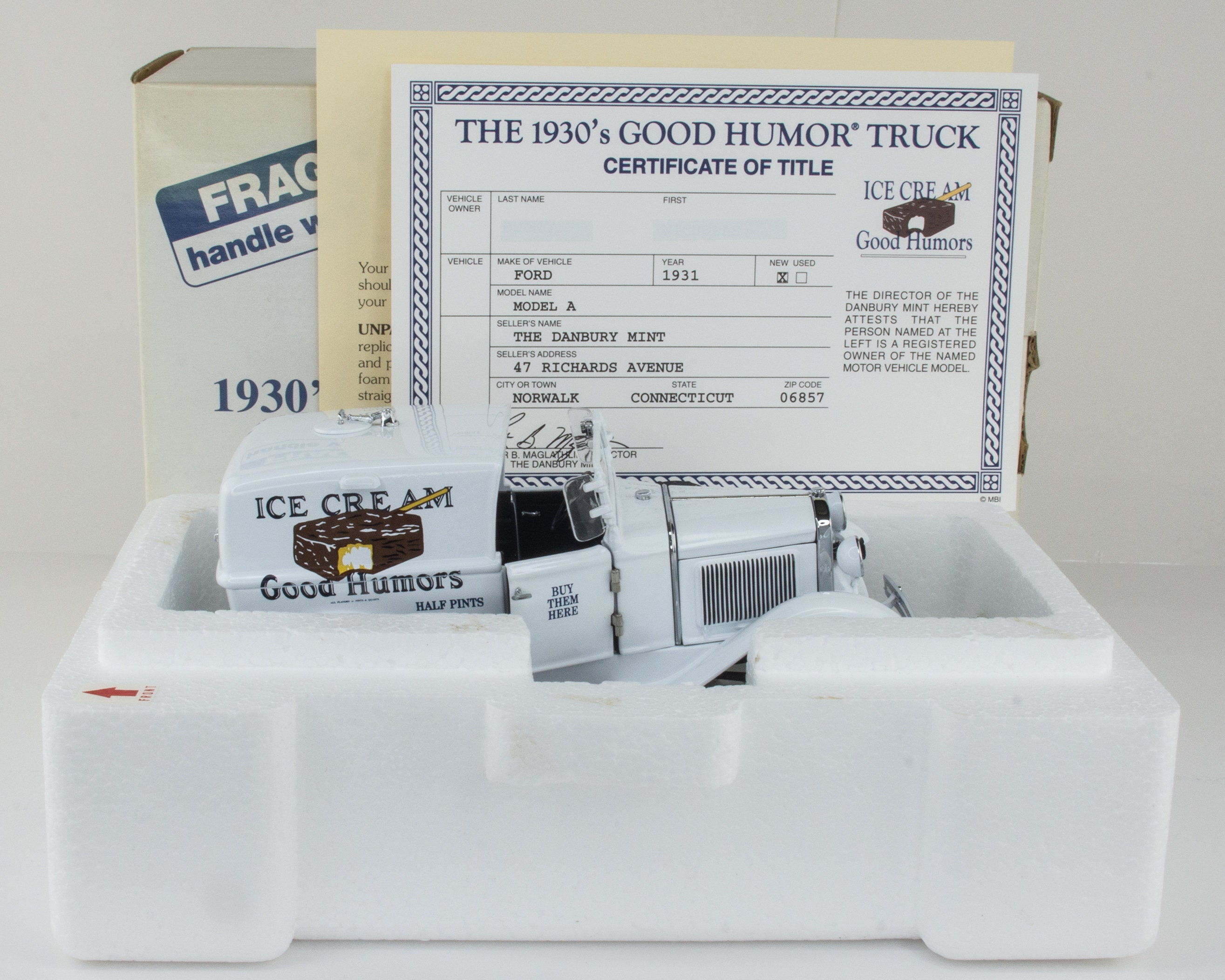 1931 Ford Model A Good Humor Ice Cream-danbury Mint-diecast