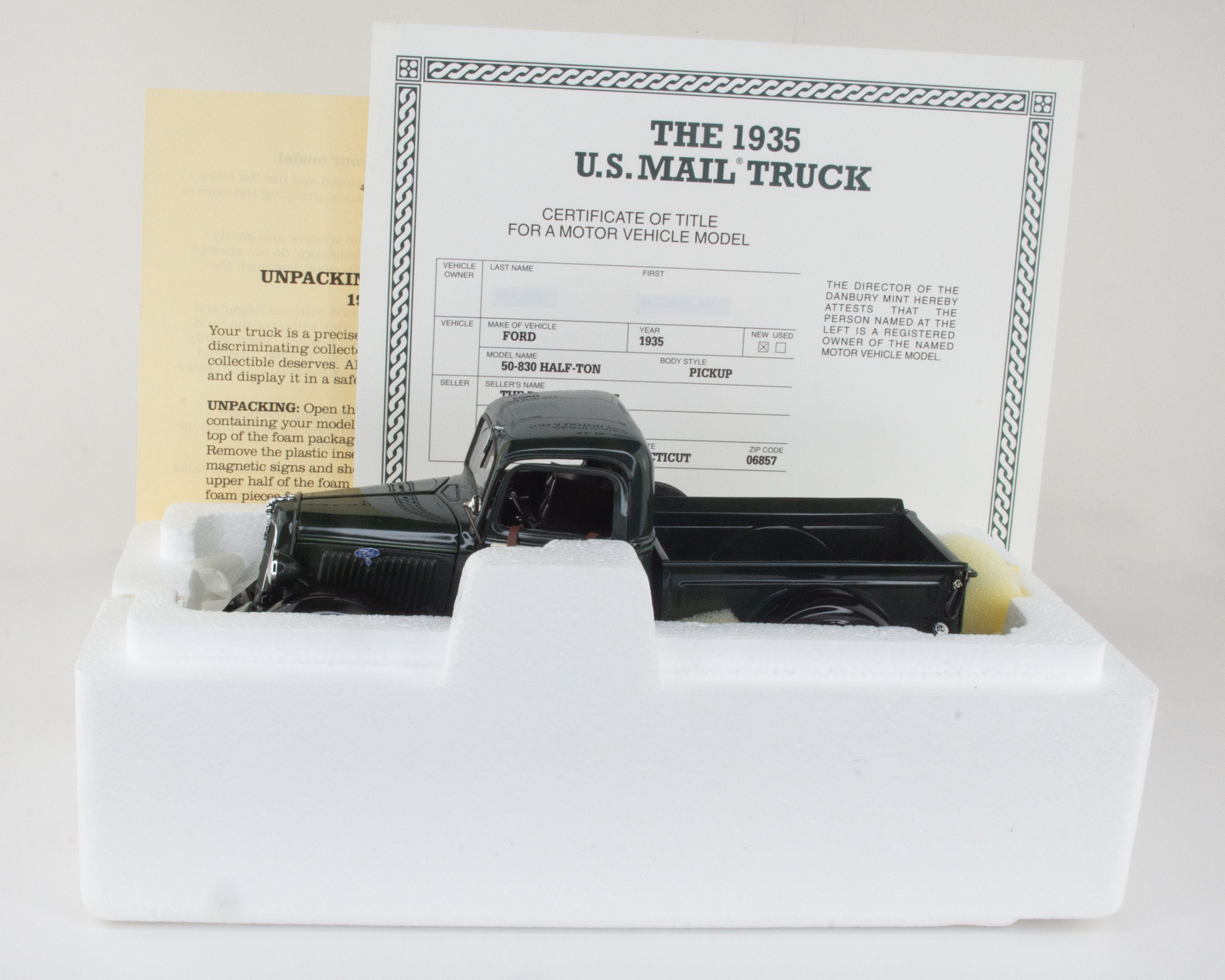 1935 Ford U.S. Mail Delivery Truck-diecast-danbury Mint-1/24 Scale
