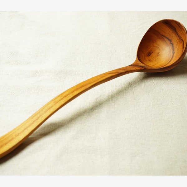 LARGE Ladle 15 Inch - Golden Teak | Handmade Wooden Cooking Utensils | Wooden Kitchen Spoon | Wood Cookware | Perfect Gift | Soup Serving