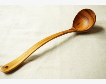 LARGE Ladle 15 Inch - Golden Teak | Handmade Wooden Cooking Utensils | Wooden Kitchen Spoon | Wood Cookware | Perfect Gift | Soup Serving