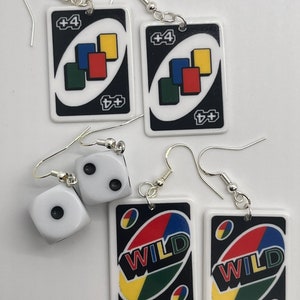 3 Pairs of Game Piece Dangling Earrings with 925 Sterling Silver Earring Hooks