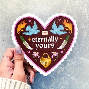 Biglietto d'auguri "Eternally Yours" a forma di cuore / Biglietto d'auguri alternativo per anniversario / Estetica medievale gotica e oscura per San Valentino / Stampa illustrata da un artista