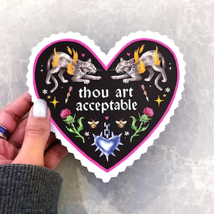 Tu sei accettabile / Biglietto d'auguri alternativo / Estetica gotica medievale e oscura per San Valentino / Divertente, stampa illustrata con battute e ricordo