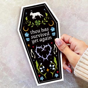 Thou has survived | Alternative Birthday Keepsake | Motivational Quote Art Card | Dark Humor Positive Gothic Aesthetic