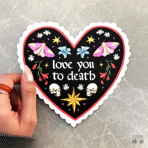 Liebe dich bis zum Tod Herz Karte | Alternative Jubiläumskarte | Mittelalterliche Gothic Dark Valentines Ästhetische | Illustrierter Druck Andenken