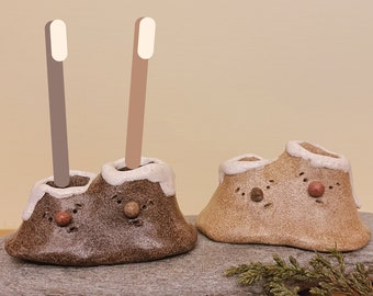 Mountain Twins \ Handmade Clay Decoration Toothbrush Holder