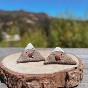 Mountain Islet Earring Charcoal Handmade Clay Stud Earring image 1