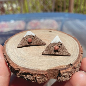 Mountain Islet Earring Charcoal Handmade Clay Stud Earring image 3