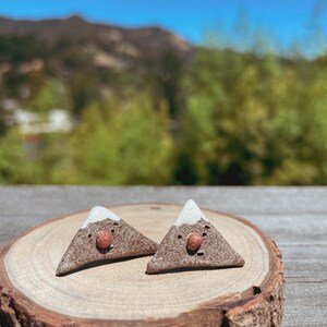 Mountain Islet Earring Charcoal Handmade Clay Stud Earring image 2