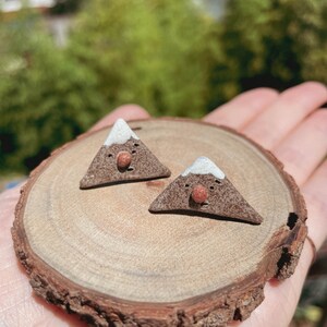 Mountain Islet Earring Charcoal Handmade Clay Stud Earring image 4