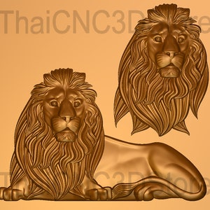 3d STL Model Files, for CNC Router Engraver Carving Machine Relief Artcam, Aspire, cnc files &quot;Lion And Head&quot; TCS004
