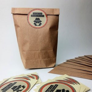 10 Sticker mit & ohne Geschenktüte Detektiv Geheimagenten Kindergeburtstag Mitgebsel Agentenparty Gastgeschenk