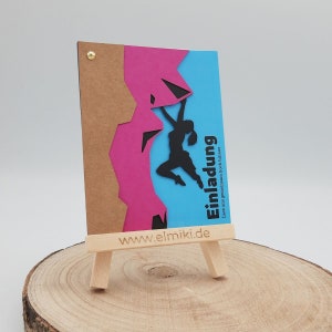 Mädchen Einladung zum Klettern Kindergeburtstag Team Event Bouldern Einladungskarte klettern