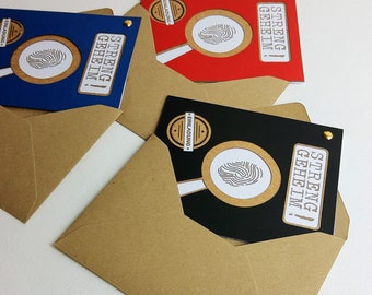 Detective-themed invitation with envelope, invitation card for a children's birthday party, spy party ??? Invitation card