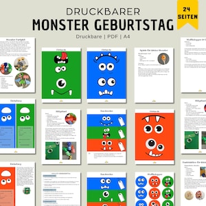 Monster Party zum ausdrucken Schatzsuche ab 4 Jahre Kindergeburtstag Einladung Geburtstag Deko Schnitzeljagd PDF Download Druckvorlage