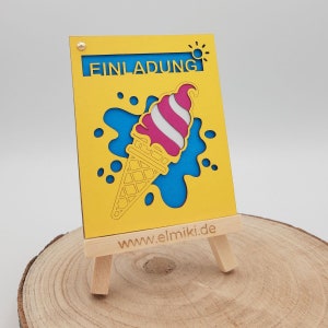 Eis Einladung Sommer Geburtstag Pool Party Einladung schwimmen Karte Ferien Kindergeburtstag Einladungskarte Softeis
