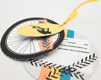 druckbare Einladung Fahrrad Geburtstag Fahrradtour Bike Kindergeburtstag Einladungskarte Fahrrad zum basteln PDF Datei ausdrucken Karte